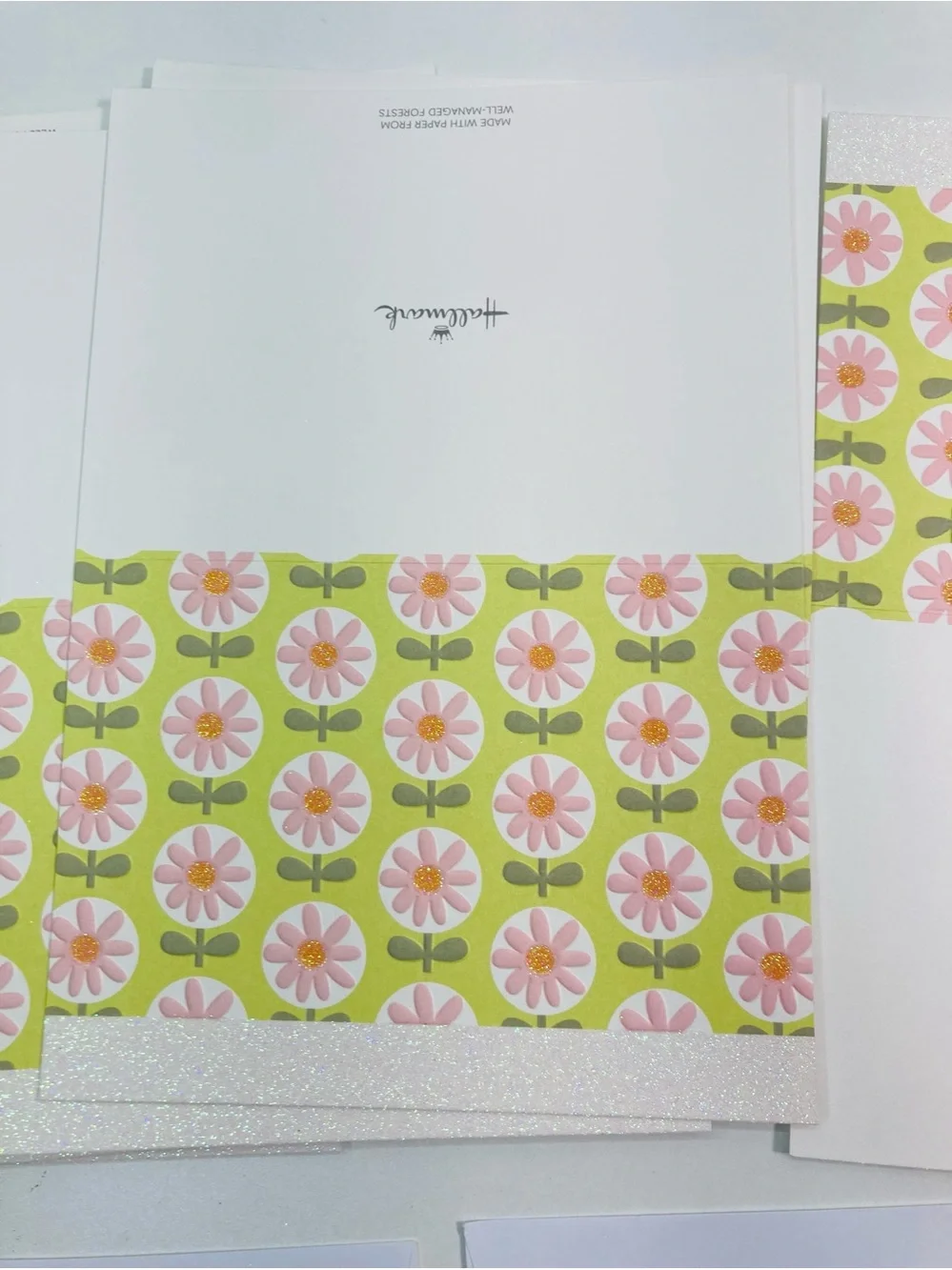 NEW 10 Hallmark Glitter Floral Cards with Envelopes 4” x 5.5”